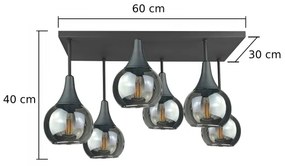 Prisadený luster SOMA 6xE27/60W/230V čierna/dymová čierna