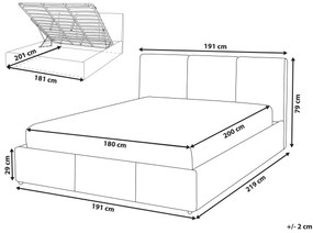 Zamatová posteľ s úložným priestorom 180 x 200 cm svetlobéžová BOUSSE Beliani