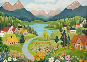 Obraz - Dedina v horách (70x50 cm)