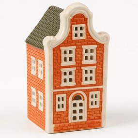 Keramický LED domeček HYTTE 16,3 cm oranžový