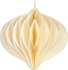 Papierová béžová skladacia vianočná ozdoba banka - Ø 11*10 cm