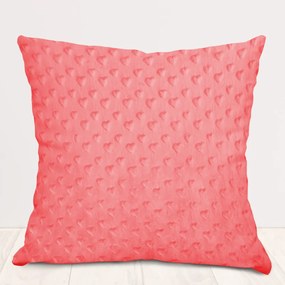 Biante Detská obliečka na vankúš Minky 3D srdiečka MKS-008 Svetlo koralová 40 x 40 cm