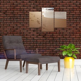 Obraz - stopy v piesku a more (90x60 cm)