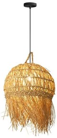 Závesná lampa La Belle Boho IV čierna/bambus