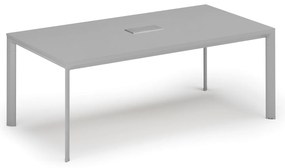 Rokovací stôl PRIMO INVITATION, 240x120 cm, sivá + stolná zásuvka TYP II, strieborná