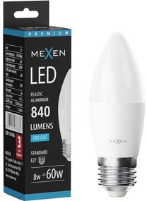 Mexen Nova, LED žiarovka E27, C37, 8W, Neutrálna - 4000K, 840 lm - L102-E27-0840-01