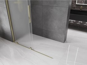 Mexen Velar, sprchová zástena s posuvnými dverami Walk-in 150 x 200 cm, 8mm sklo námraza, zlatá lesklá, 871-150-000-33-50