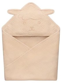 Lionelo - Detská mušelínová osuška s kapucňou Béžová Cappuccino