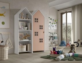 Detská šatníkova skriňa s otvorenou skriňou v tvare plážového domčeka ružová 115cm