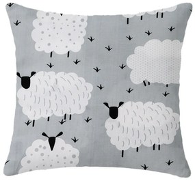 Sada 2 ks dekoračných povlakov WHITE SHEEPS 45x45 cm, sivá