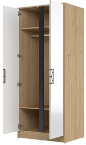 Šatní skříň Moet 70 84 cm ořech americký Jackson/bílá/grafit