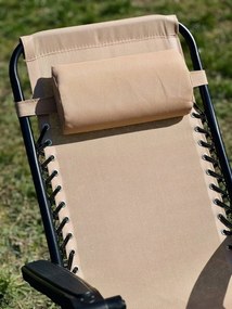 Záhradné ležadlo s držiakom na nápoje, béžové