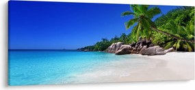 Obraz pláže na Praslin ostrove (120x50 cm)