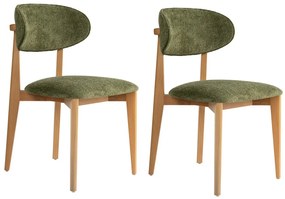 Súprava jedálenských stoličiek Lionte Green and Light Oak, 2 ks
