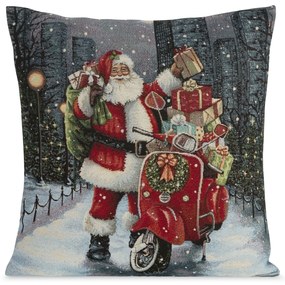VIANOČNÁ GOBELÍNOVÁ DEKORAČNÁ OBLIEČKA NA VANKÚŠ MERRY4 45X45 CM VZOROVANÁ