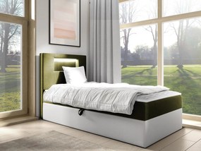 Kontinentálna jednolôžková posteľ Junior Ribezo 1, Strana: ľavá, Rozmer postele: 90x200, Dostupné poťahy: ekokoža Soft 017 (biela) + Fresh 12