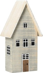 Dekorácia Snehový domček 19cm biely sivý