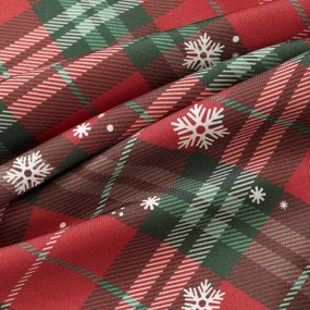 Goldea vianočný oválny teflónový obrus - červené káro s vločkami 120 x 160 cm