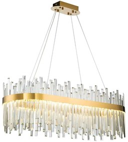 Toolight Toolight, LED krištáľové svietidlo 80x35 cm, APP1513-CP80, zlatá matná, OSW-03260