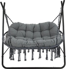 CH POLY ZÁVESNÁ STOLIČKA PRE DVOM OSOBY – ANTRACITOVÁ, ANTRACITOVÝ VANKÚŠ, ANTRACITOVÝ RÁM