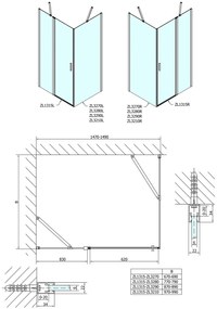 Polysan Polysan, ZOOM obdĺžniková sprchová zástena 1500x1000mm L/P varianta, ZL1315ZL3210