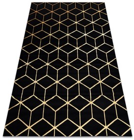 Koberec moderný 3D GLOSS 409C 86  Kocky glamour, art deco čierno / zlatý