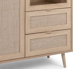 Vysoká skrinka s presklením Bali, dub sonoma/výplet