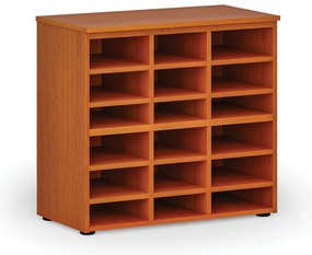 Triediaci regál PRIMO WOOD, 800 x 420 x 740 mm, 18 priehradiek, čerešňa
