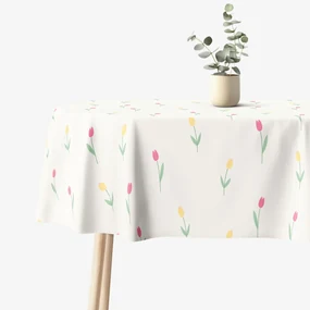 Goldea oválny obrus 100% bavlnené plátno - tulipány 140 x 220 cm