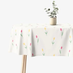 Goldea oválny obrus 100% bavlnené plátno - tulipány 120 x 160 cm