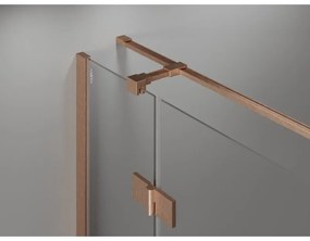 Mexen Mist H T, sprchový kút s výklopnými dverami ľavý 75 x 110 cm, číre sklo, medená matná, 8A5T-075-110-65-00-L