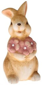 Keramický zajac s kvetinou 10x18,5x9 cm