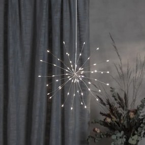 Star trading Závesná LED svetelná dekorácia FIREWORK 60x LED P.26 cm strieborná