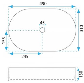 Rea Vanda, umývadlo na dosku 490x310x130 mm, tmavá zelená, REA-U3611