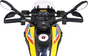 Ramiz BMW F850 GS Detský motocykel na batérie žltý + asistenčné kolesá + LED audio + pomalý štart + EVA