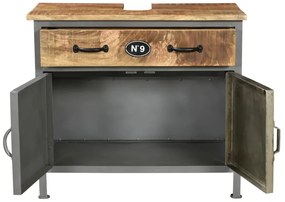 furniture-nabytek.cz - Masívna umývadlová skrinka Pinetown z mangového dreva a kovu, lakovaná, viacfarebná – 71×35×63 cm