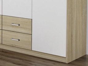 Šatníková skriňa Gamma, dub sonoma/biela
