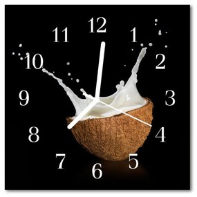 Nástenné sklenené hodiny Kokosový orech 30x30 cm