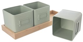 Orion Plechové kvetináče s podtáckou Greenish, 37 x 13,5 x 12 cm