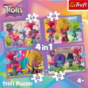 Trefl Puzzle Trollovia 3 Farebné dobrodružstvo, 4v1 (35, 48, 54, 70 dielikov)