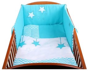 BELISIMA 6-dielne posteľné obliečky Belisima Hviezdička 100x135 tyrkysové