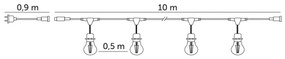 LED Vonkajšia dekoračná reťaz BAJA ST64 20xE27/1W/230V 10,9m IP44 teplá biela