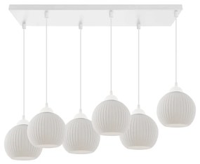 Závesné svietidlo Riffle Round, 6x biele sklenené tienidlo, w
