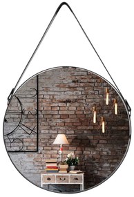Dekorstudio Okrúhle Retro zrkadlo na koženom páse 60cm