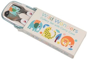 Krémový antikoro detský príbor 2 ks Wild Wonders – Rex London