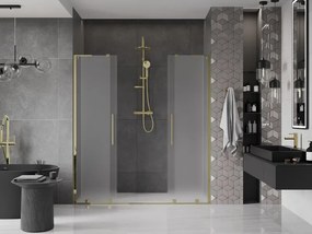 Mexen Velar L Duo, posuvné sprchové dvere do otvoru 200 cm, 8mm sklo námraza, zlatá lesklá, 871-200-003-32-50