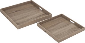 Hnedé drevené servírovacie tácky s otvormi (2 ks) - 50 * 50 * 5 cm