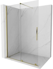 Mexen Velar posúvacie sprchové dvere Walk-in 140 cm, Priehľadné, zlaté - 871-140-000-03-50