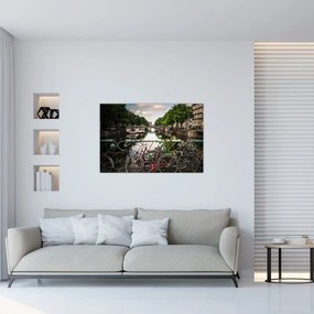 Obraz bicykla v meste (90x60 cm)