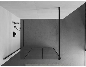 Mexen Kioto sprchová zástena 110x200 cm 8 mm, čierny profil, sklo čierny vzor 1, 800-110-101-60-77